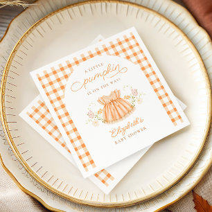 Herfst Gingham Pompoen Baby Shower Papieren Servet