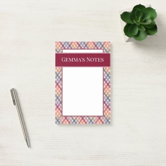 Herfst Gingham Post-it® Notes (Kantoor)