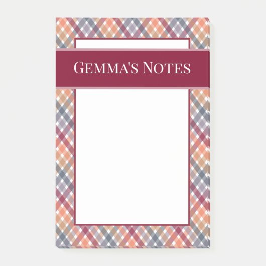 Herfst Gingham Post-it® Notes (Voorkant)