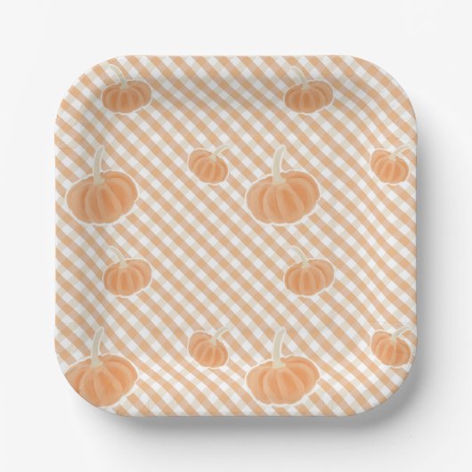 Herfst Gingham Pumpkin – Thanksgiving Papier Bord (Voorkant)