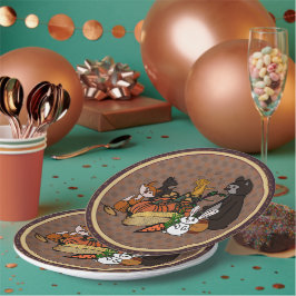 Herfst gingham ronde papieren borden bordje