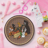 Herfst gingham ronde papieren borden bordje (Feest)