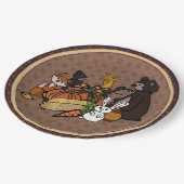 Herfst gingham ronde papieren borden bordje (Gekanteld)