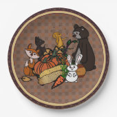Herfst gingham ronde papieren borden bordje (Voorkant)