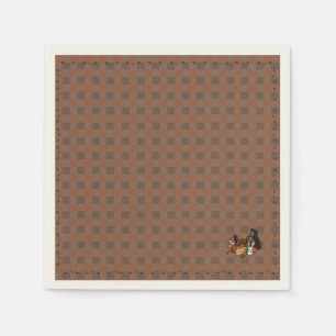 Herfst gingham standaard papieren servetten