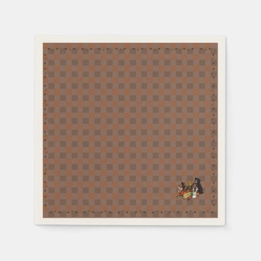 Herfst gingham standaard papieren servetten (Voorkant)