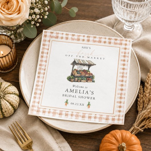 Herfst Gingham Vers Op De Markt Bruidsdiner Servet