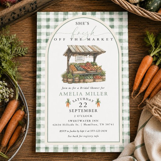 Herfst Gingham Vers van de Markt Bruidsborrel Kaart