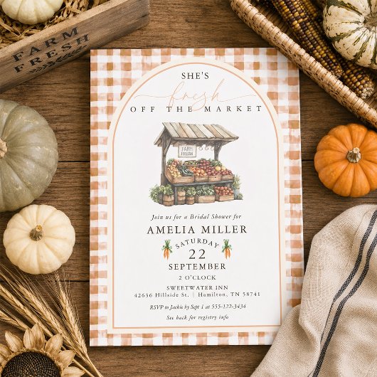 Herfst Gingham Vers Van De Markt Bruidsdiner Kaart