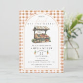 Herfst Gingham Vers Van De Markt Bruidsdiner Kaart (Staand voorkant)