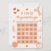 Herfst Gingham Vind het Gast Bingo Baby shower Spe Kaart (Voorkant)