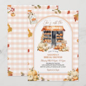 Herfst Gingham Ze is van de markt Vrijgezellenfees Kaart (Voorkant / Achterkant)