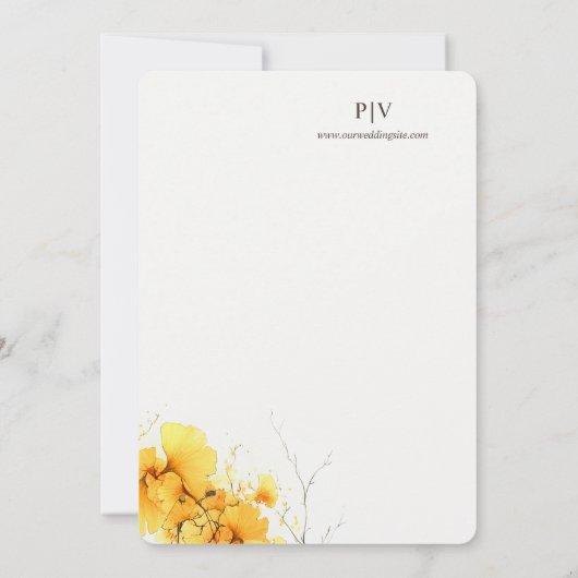 Herfst Ginkgo Biloba Krans bruiloft uitnodiging (Achterkant)