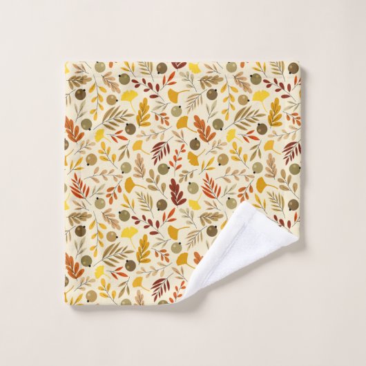 Herfst Ginkgo Leaves en Olive Pattern Bad Handdoek (Wasdoekje)