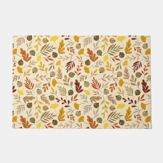 Herfst Ginkgo Leaves en Olive Pattern Deurmat (Voorkant)