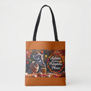 Herfst Giraffe met pompoen Latte Herfst Tote Bag