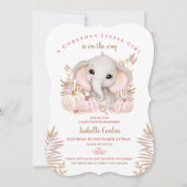 Herfst Girl Elephant Baby shower Invitation Kaart (Voorkant)