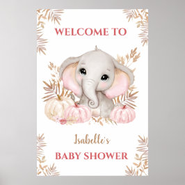 Herfst Girl Elephant Baby shower Welkomstteken Poster
