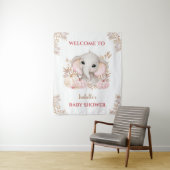 Herfst Girl Elephant Baby shower Welkomstteken Wandkleed (In situ)