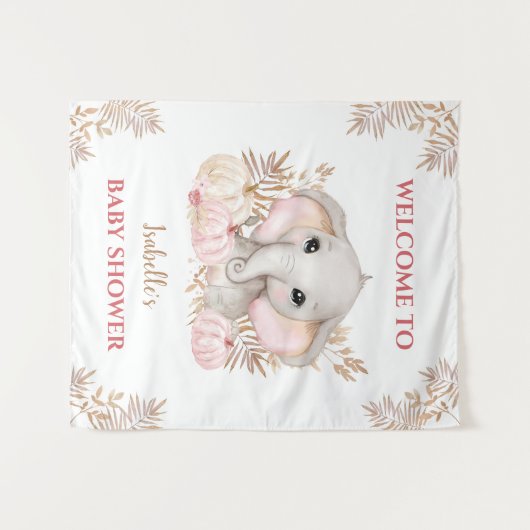 Herfst Girl Elephant Baby shower Welkomstteken Wandkleed (Voorkant (horizontaal))
