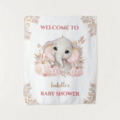 Herfst Girl Elephant Baby shower Welkomstteken Wandkleed (Voorkant)