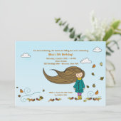 Herfst Girl Invitation Kaart (Staand voorkant)