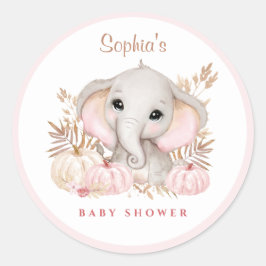 Herfst Girl Pink Baby shower Classic Round Sticker