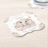 Herfst Girl Pink Baby shower Paper Onderzetter (Gekanteld)