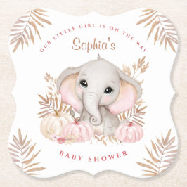 Herfst Girl Pink Baby shower Paper Onderzetter