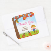 Herfst Girl Scarecrow Birthday Hartelijk dank Vierkante Sticker (Envelop)