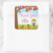 Herfst Girl Scarecrow Birthday Hartelijk dank Vierkante Sticker (Tas)