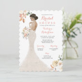 Herfst Glam Bride in Gown Bridal Shower Invitation Kaart (Staand voorkant)