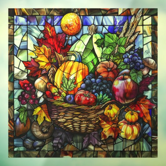 Herfst Glas in lood Art Window Cling Raamsticker (Vel 3)