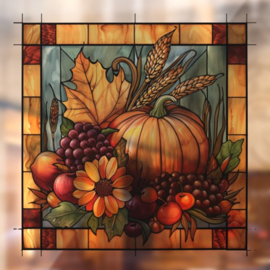 Herfst Glas in lood Art Window Cling Raamsticker (Vel 2)