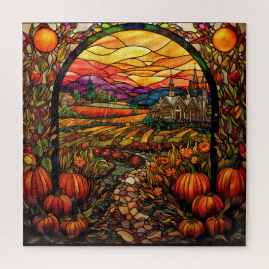 Herfst Glas-in-lood Puzzel (Verticaal)