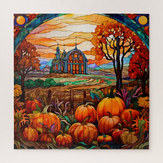 Herfst Glas in Lood Puzzel (Verticaal)
