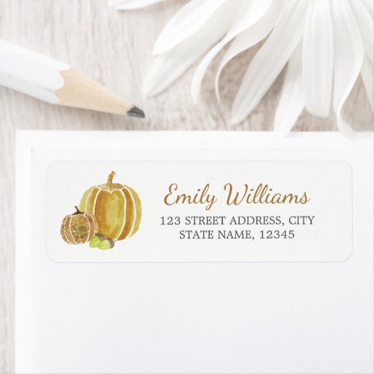 Herfst Glitter Goud Pompoen Label (Insitu)