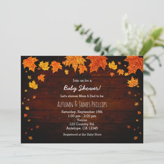 Herfst Glitter verliest babyschoeisel in het najaa Kaart (Staand voorkant)