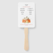 Herfst Glittery Pumpkins Florals Wedding Programme Handwaaier (Achterkant)