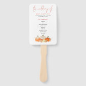 Herfst Glittery Pumpkins Florals Wedding Programme Handwaaier (Voorkant)