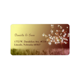 Herfst Glitzy Dandelion Wedding Address Etiket