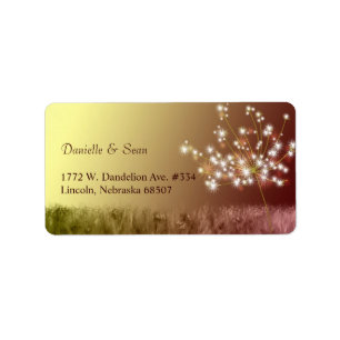 Herfst Glitzy Dandelion Wedding Address Etiket