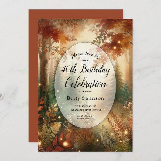 Herfst Glow Enchanted Forest Aangepaste verjaardag Kaart (Voorkant / Achterkant)