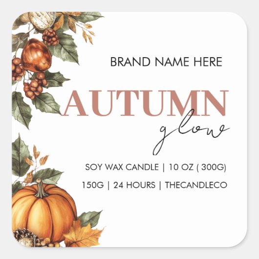Herfst Glow Pompoen & Bladeren | Gezellige Herfst Vierkante Sticker (Voorkant)