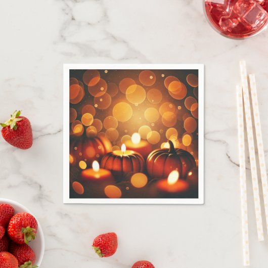 Herfst Glowing Pumpkins Bokeh Effect Decoupage Pap Servet (Insitu)
