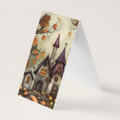 Herfst Gnome Cats Vouwen Bladwijzer Bookmarkers Visitekaartje (Achterkant)