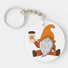 Herfst Gnome en koffiekopje sleutelhanger