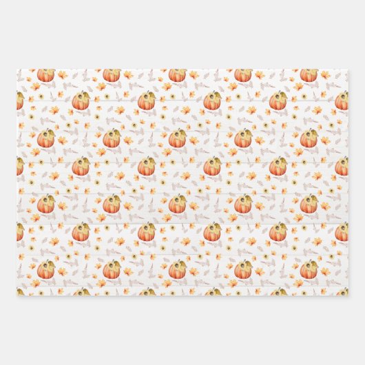 Herfst Gnome en Pompoenen Papieren pakbladen Inpakpapier Vel (Voorkant 2)