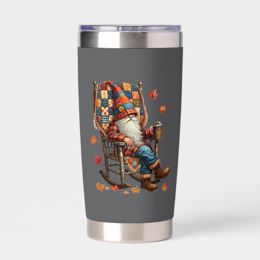 Herfst gnome geïsoleerde trommel drinkbeker (Achterkant)
