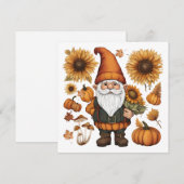 Herfst Gnome met Pompoenen en Zonnebloemen Feestdagenkaart (Voorkant / Achterkant)